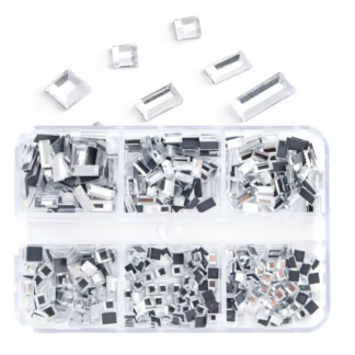 Estuche cristal rectangular y cuadrado plata