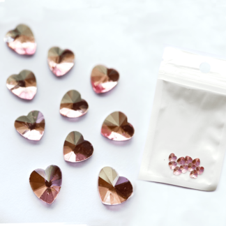 Cristales corazón rosa 10pz