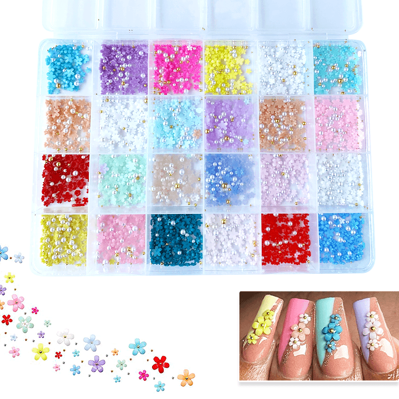 Estuche de Florecitas 3D de colores con perlas