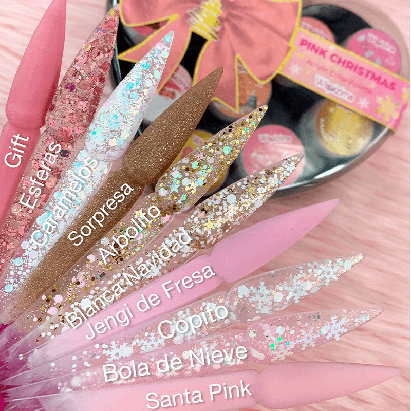 Estuche Corazón Pink Christmas 10 acrílicos Wapizima