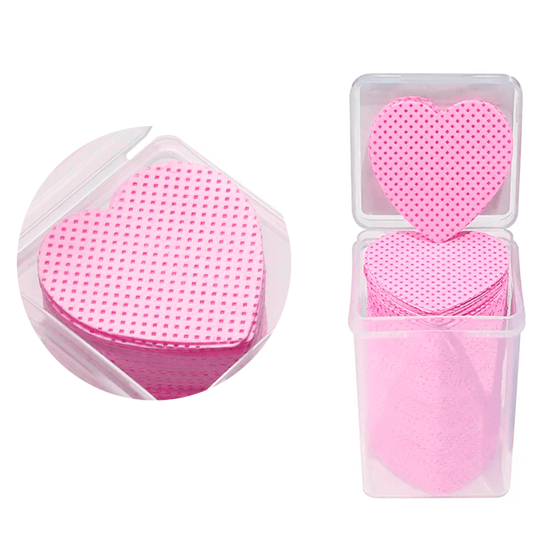 Toallitas limpiadoras sin pelusa forma de corazón rosa estuche con 200 pz Kalanzi