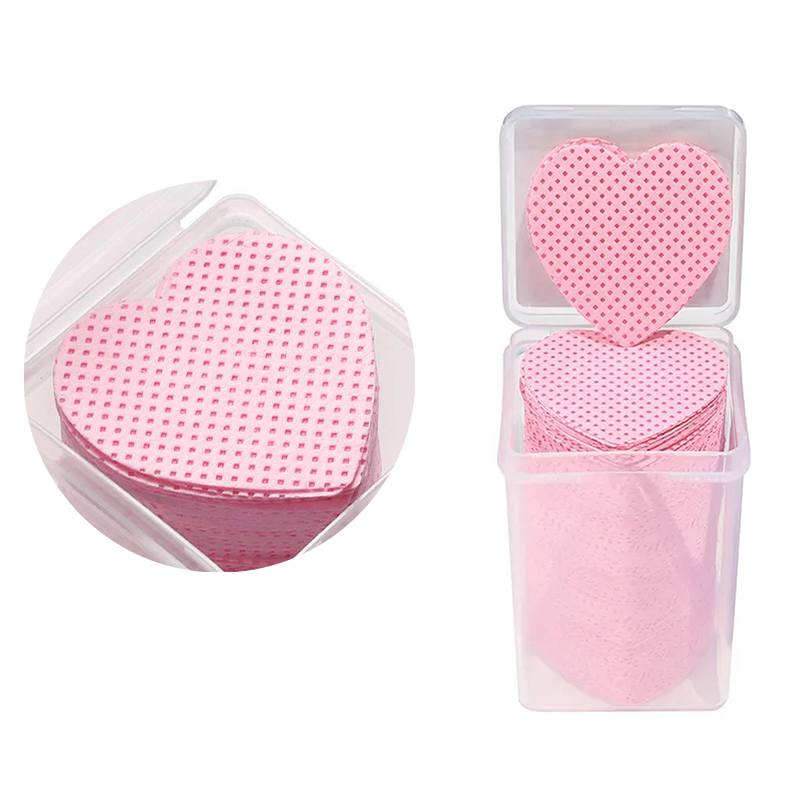 Toallitas limpiadoras sin pelusa forma de corazón rosa claro estuche con 200 pz Kalanzi