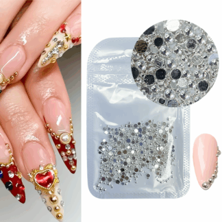 Medias perlas metalicas mix plata