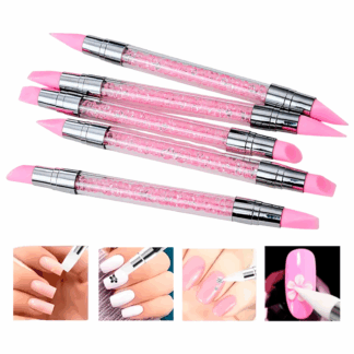 Pincel de silicon rosa doble 5 pz