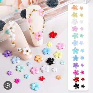 Cartera flores 3D con perlas y balines dorados