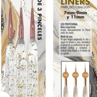 Trio de pinceles linner de 7, 9 y 11 mm Studio Nails