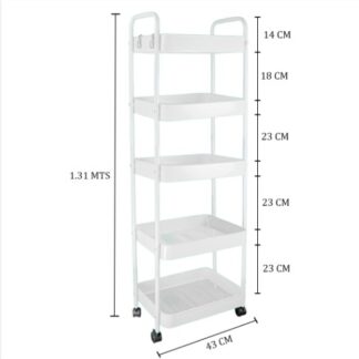 Carrito Auxiliar de 5 niveles color blanco