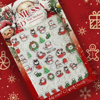 Sticker Merry Christmas 5D Gatitos y ositos