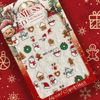 Sticker Merry Christmas 5D Muñecos y copos de nieve