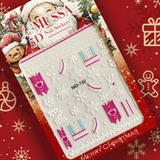 Sticker Merry Christmas 5D Ornato y copos de nieve