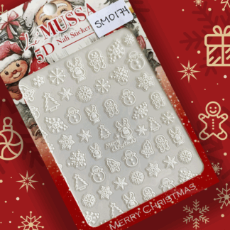 Sticker Merry Christmas 5D Figuras navideñas blancas