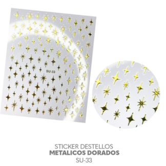 Sticker Destellos Metalicos Dorados SU-33