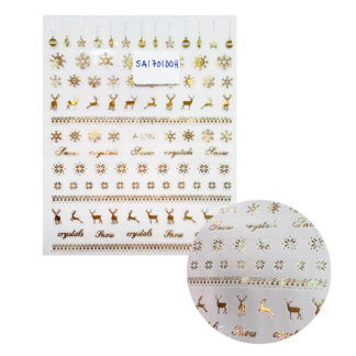 Stickers Copos de Nieve Dorado Holográfico A-1701