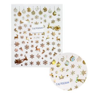 Stickers Copos de Nieve Dorado Holográfico A-1702