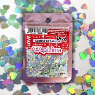 Acetatos Corazón Plata tornasol bolsita wapizima