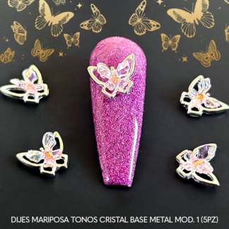 Dijes mariposa tonos cristal base metal mod. 1