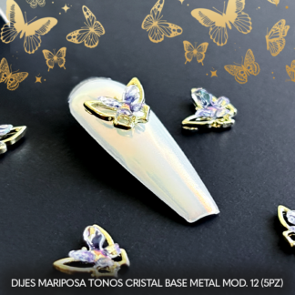 Dijes mariposa tonos cristal base metal mod. 12