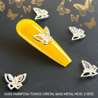 Dijes mariposa tonos cristal base metal mod. 2