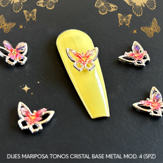 Dijes mariposa tonos cristal base metal mod. 4