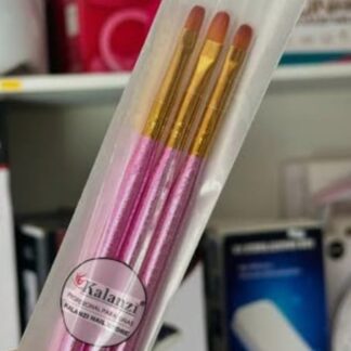 Pincel lengua de gato rosa metálico  set 3 pz Kalanzi
