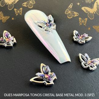 Dijes mariposa tonos cristal base metal mod. 3