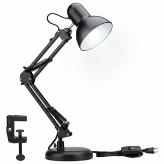 Lámpara de escritorio articulada con base y foco AT-1002 negra