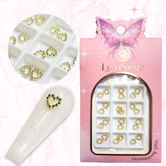 Cartera Dijes Corazon de balines dorados 24 pz