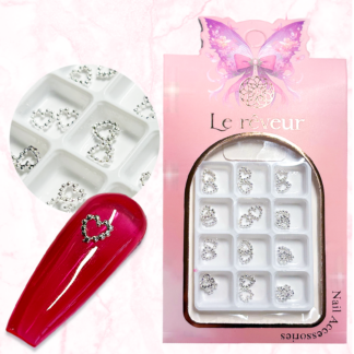 Cartera Dijes Corazon de balines plata 24 pz