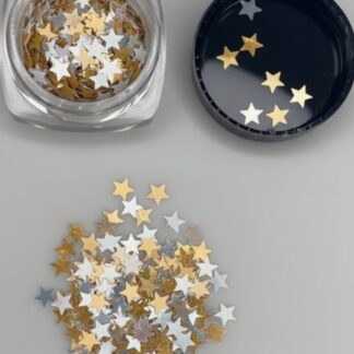 Acetato estrellas holográficas dorado y plata