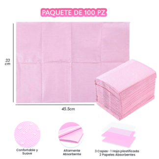 Mantel para manicura / campos 100 pz Rosa