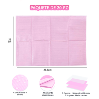 Mantel para manicura / campos 20 pz Rosa