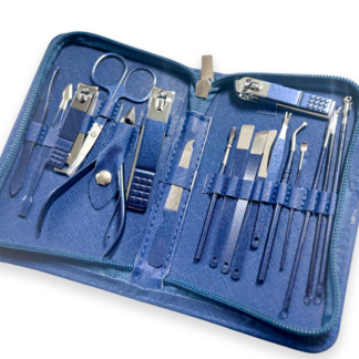 Estuche azul de manicura con cierre Kalanzi