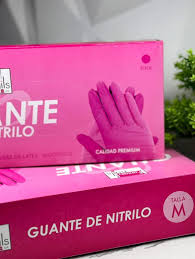 Guantes de Nitrilo rosa Talla M Caja 100 pz Fantasy