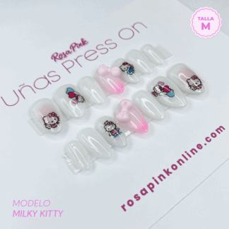 Milky Kitty Uñas Press On Talla M