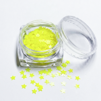 Acetato estrellas amarillo neón bote