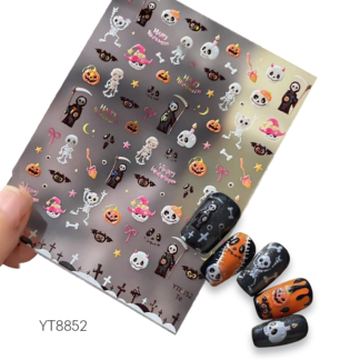 Sticker Halloween calaveras, muerte, calabazas, campo santo YT8852