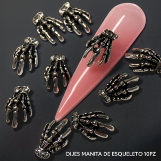 Dijes Manita de esqueleto 10pz