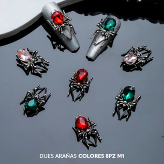 Dijes Arañas colores 8pz
