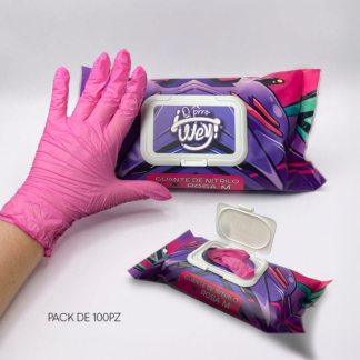 Guantes de Nitrilo Mediano Slim Fit Rosas 100 PZ QPW