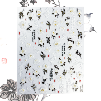 Sticker flores blancas 4184