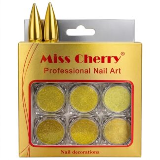 Efecto espejo oro en polvo fino Miss Cherry pqt de 6pz